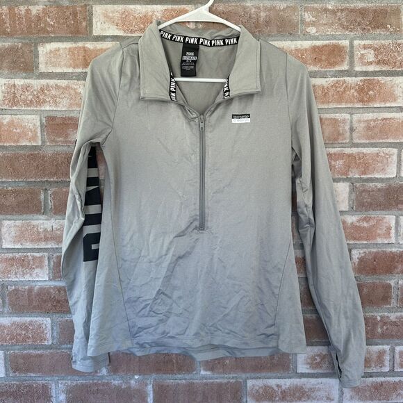 PINK Victoria’s Secret Dri Fit Quarter Zip Medium Gray - Picture 1 of 5